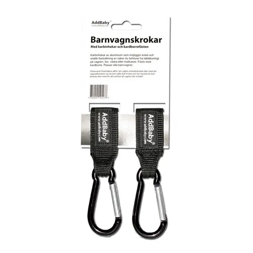 Barnvagnskrokar, 2-pack, Svart