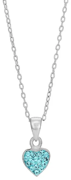 Silverhalsband med blått hjärta, 38cm